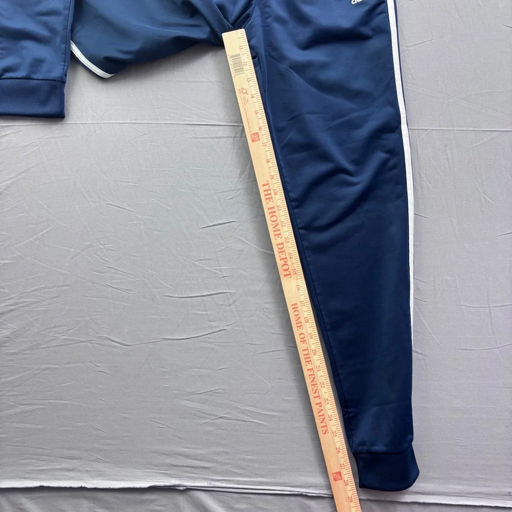 Adidas Navy Blue 3-Stripe‎ Track Pants Joggers Tapered Cuffed Size Large 14/16